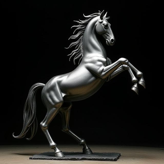 Håndsmeltet Hestefigur i Stål
